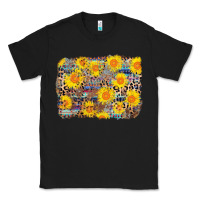 Black aztec sunflower leopard background Classic Tee - AdoDesignShop