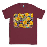 Burgundy aztec sunflower leopard background Classic Tee - AdoDesignShop