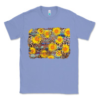 Colony Blue aztec sunflower leopard background Classic Tee - AdoDesignShop
