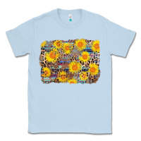 Dusty Blue aztec sunflower leopard background Classic Tee - AdoDesignShop