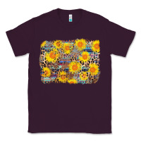 Plum aztec sunflower leopard background Classic Tee - AdoDesignShop