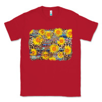 Red aztec sunflower leopard background Classic Tee - AdoDesignShop