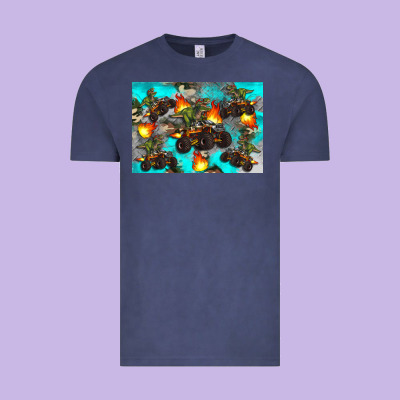 Dinosaur Monster Truck Vintage Tee Designed By Artiststas