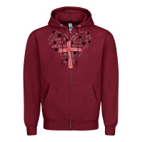 Burgundy retro christian valentine Zipper Hoodie - MaliasSmallBusiness