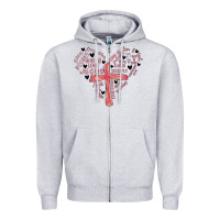 Heather Grey retro christian valentine Zipper Hoodie - MaliasSmallBusiness
