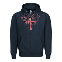 Navy retro christian valentine Zipper Hoodie - MaliasSmallBusiness