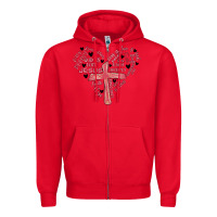 Red retro christian valentine Zipper Hoodie - MaliasSmallBusiness
