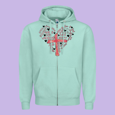 Retro Christian Valentine Zipper Hoodie Designed By Maliassmallbusiness