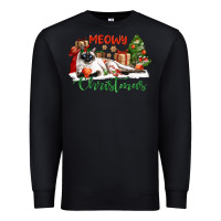 Black siamese cat meowy christmas Premium Sweatshirt - LillyAllenDesigns