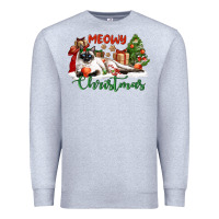 Heather Grey siamese cat meowy christmas Premium Sweatshirt - LillyAllenDesigns