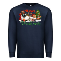 Navy siamese cat meowy christmas Premium Sweatshirt - LillyAllenDesigns