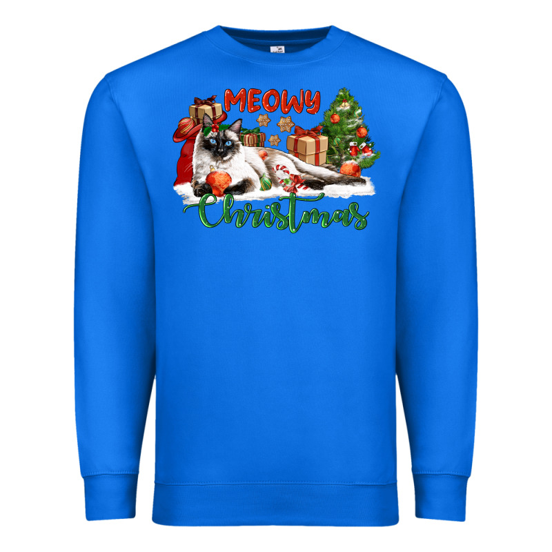 Siamese Cat Meowy Christmas Premium Sweatshirt by LillyAllenDesigns | Teevron