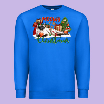 Siamese Cat Meowy Christmas Premium Sweatshirt Designed By Lillyallendesigns