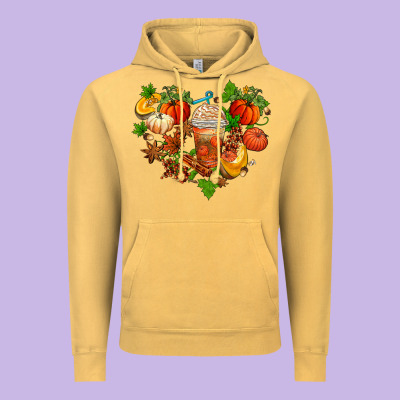 Fall Pumpkin Heart Vintage Hoodie Designed By Adodesignshop