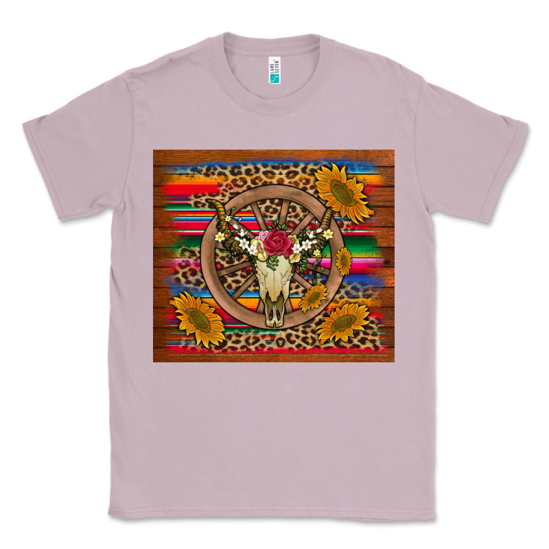 Serape Sunflowers Bull Skull Background Classic Tee by Artiststas | Teevron