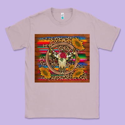 Serape Sunflowers Bull Skull Background Classic Tee Designed By Artiststas