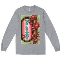 Heather Grey Western Red Roses Welcome Long Sleeve Tee - LillyAllenDesigns