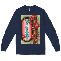 Navy Western Red Roses Welcome Long Sleeve Tee - LillyAllenDesigns