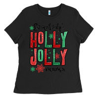 Black somebodys holly jolly mama Ladies Tee - MaliasSmallBusiness