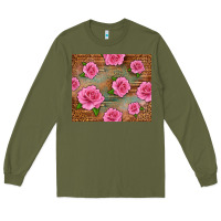 Army Green Western Pink Roses Long Sleeve Tee - LillyAllenDesigns