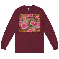 Burgundy Western Pink Roses Long Sleeve Tee - LillyAllenDesigns