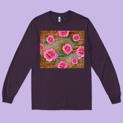 Western Pink Roses Long Sleeve Tee Designed By Lillyallendesigns