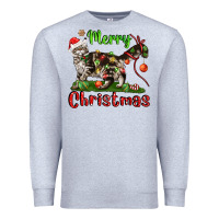 Heather Grey maine coon cat merry christmas Premium Sweatshirt - LillyAllenDesigns