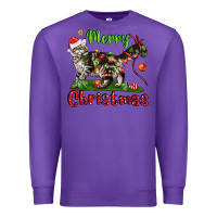Purple maine coon cat merry christmas Premium Sweatshirt - LillyAllenDesigns
