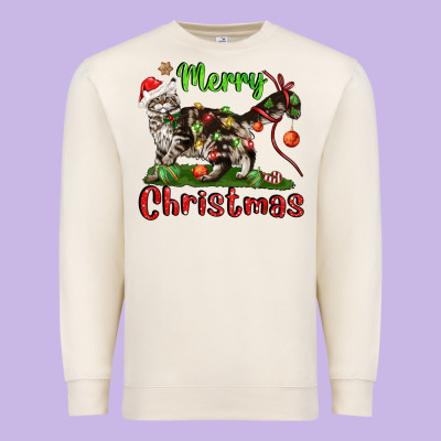 Maine Coon Cat Merry Christmas Premium Sweatshirt Designed By Lillyallendesigns