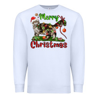 White maine coon cat merry christmas Premium Sweatshirt - LillyAllenDesigns