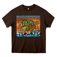 Chocolate Brown autism awareness hearts leopard cowhide Heavy Core Tee - Artiststas