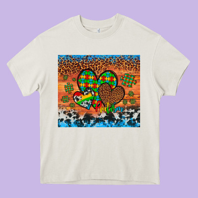 Autism Awareness Hearts Leopard Cowhide Heavy Core Tee Designed By Artiststas