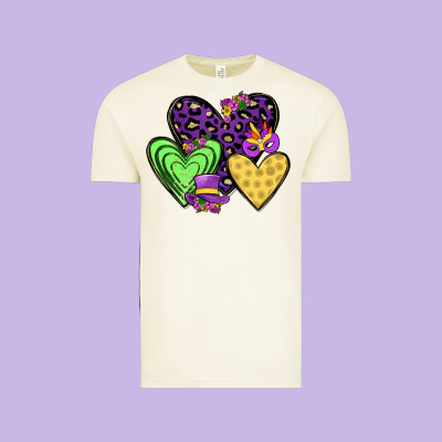 Hearts Mardi Gras Vintage Tee Designed By Jahusdesignshop