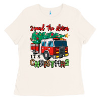 Bone sound the alarm its christmas fire truck Ladies Tee - MaliasSmallBusiness
