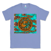Colony Blue cowboy hat turquoise aztec background old wheel Classic Tee - Artiststas