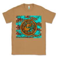 Toasted Coconut cowboy hat turquoise aztec background old wheel Classic Tee - Artiststas