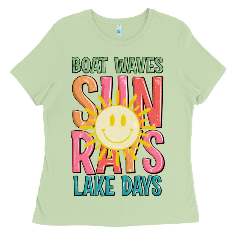 Boat Waves Sun Rays Lake Days Ladies Tee by JahusDesignShop | Teevron