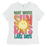 White boat waves sun rays lake days Ladies Tee - JahusDesignShop