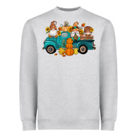 Heather Grey fall gnomes truck pumpkin sunflowers Heavyweight Sweatshirt - Artiststas