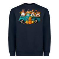 Navy fall gnomes truck pumpkin sunflowers Heavyweight Sweatshirt - Artiststas