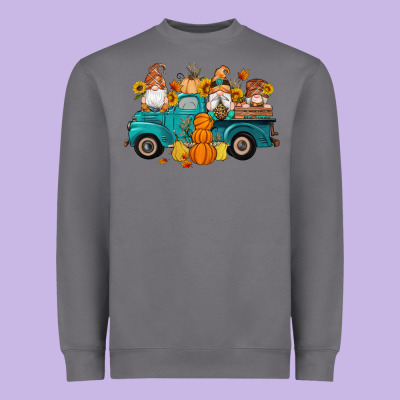 Fall Gnomes Truck Pumpkin Sunflowers Heavyweight Sweatshirt Designed By Artiststas