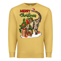 Antique Gold merry christmas brachiosaurus Premium Sweatshirt - LillyAllenDesigns