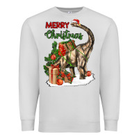 Dove Grey merry christmas brachiosaurus Premium Sweatshirt - LillyAllenDesigns
