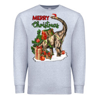 Heather Grey merry christmas brachiosaurus Premium Sweatshirt - LillyAllenDesigns