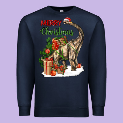 Merry Christmas Brachiosaurus Premium Sweatshirt Designed By Lillyallendesigns