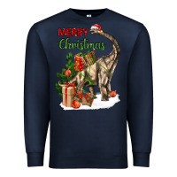 Navy merry christmas brachiosaurus Premium Sweatshirt - LillyAllenDesigns