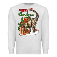 Oatmeal Heather merry christmas brachiosaurus Premium Sweatshirt - LillyAllenDesigns