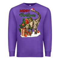 Purple merry christmas brachiosaurus Premium Sweatshirt - LillyAllenDesigns