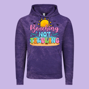 Beaching Not Teaching Black Back Vintage Hoodie Designed By Jahusdesignshop