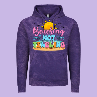 Beaching Not Teaching Black Back Vintage Hoodie Designed By Jahusdesignshop